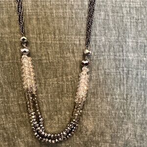 Elegant Silver and Gray Beaded Necklace